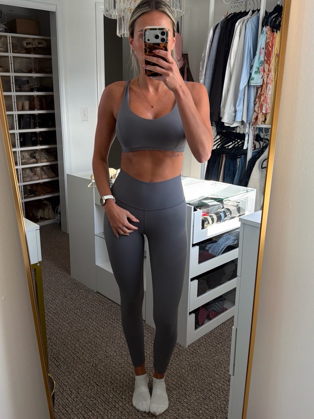 CRZ yoga Seamless High-Waist Sports Bra & Legging Set - Gray